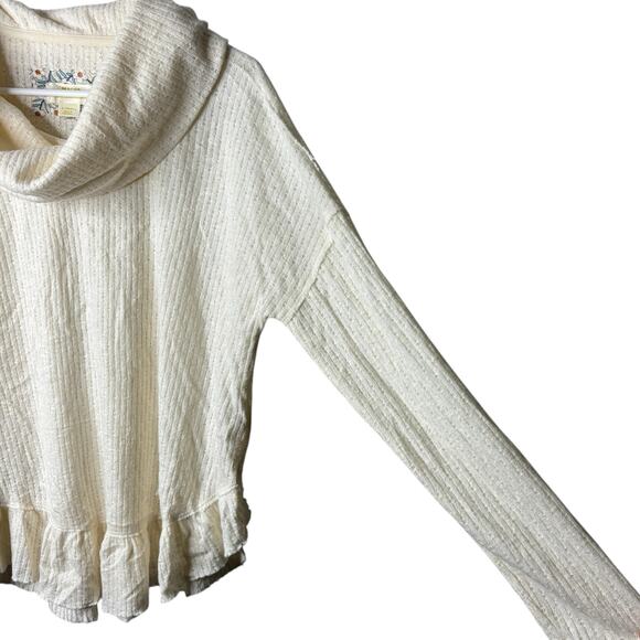Maeve Addie Ruffled Hacci Pullover Cream Womens XS Cottagecore Shabby Chic Boho - Picture 8 of 12